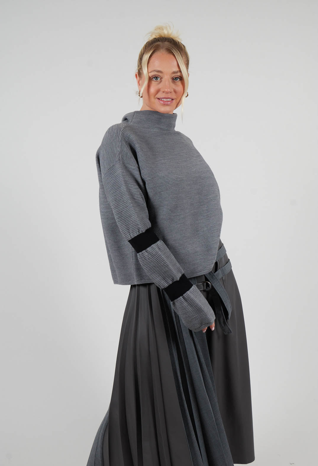 Ribbed Sweater in Steel Grey