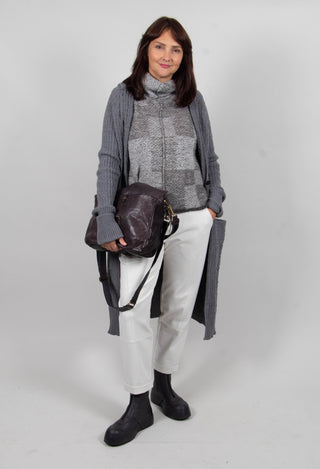 Cable Knit Long Cardigan in Steel Grey