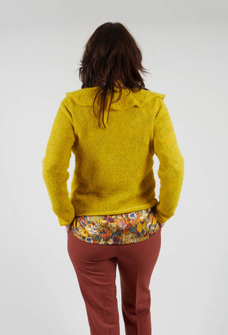 Frill Knit Cardigan in Yellow
