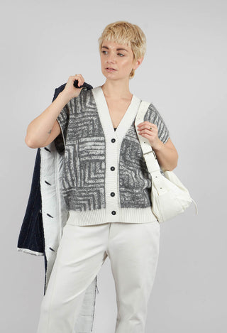 Sleeveless Cardigan in Steel Grey