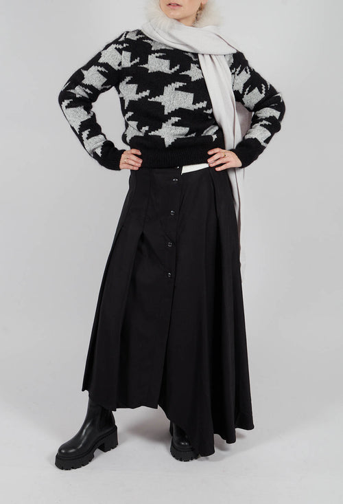 Long Pleated Skirt in Black