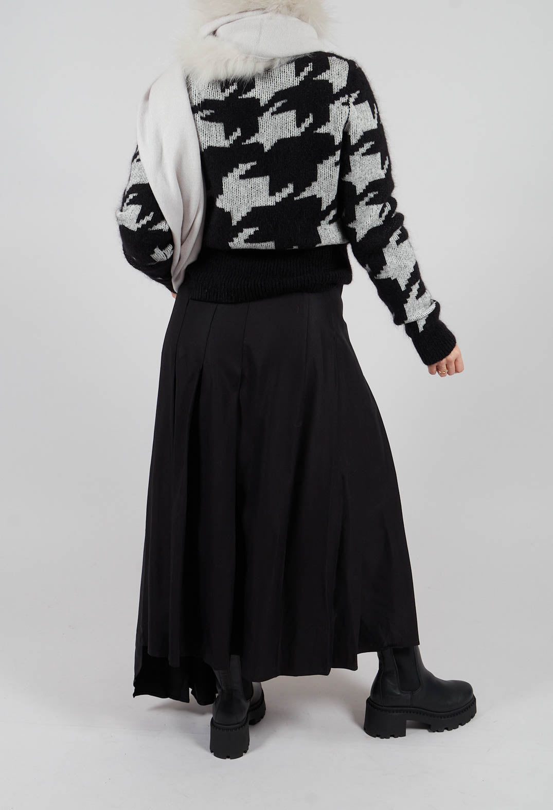 Long Pleated Skirt in Black