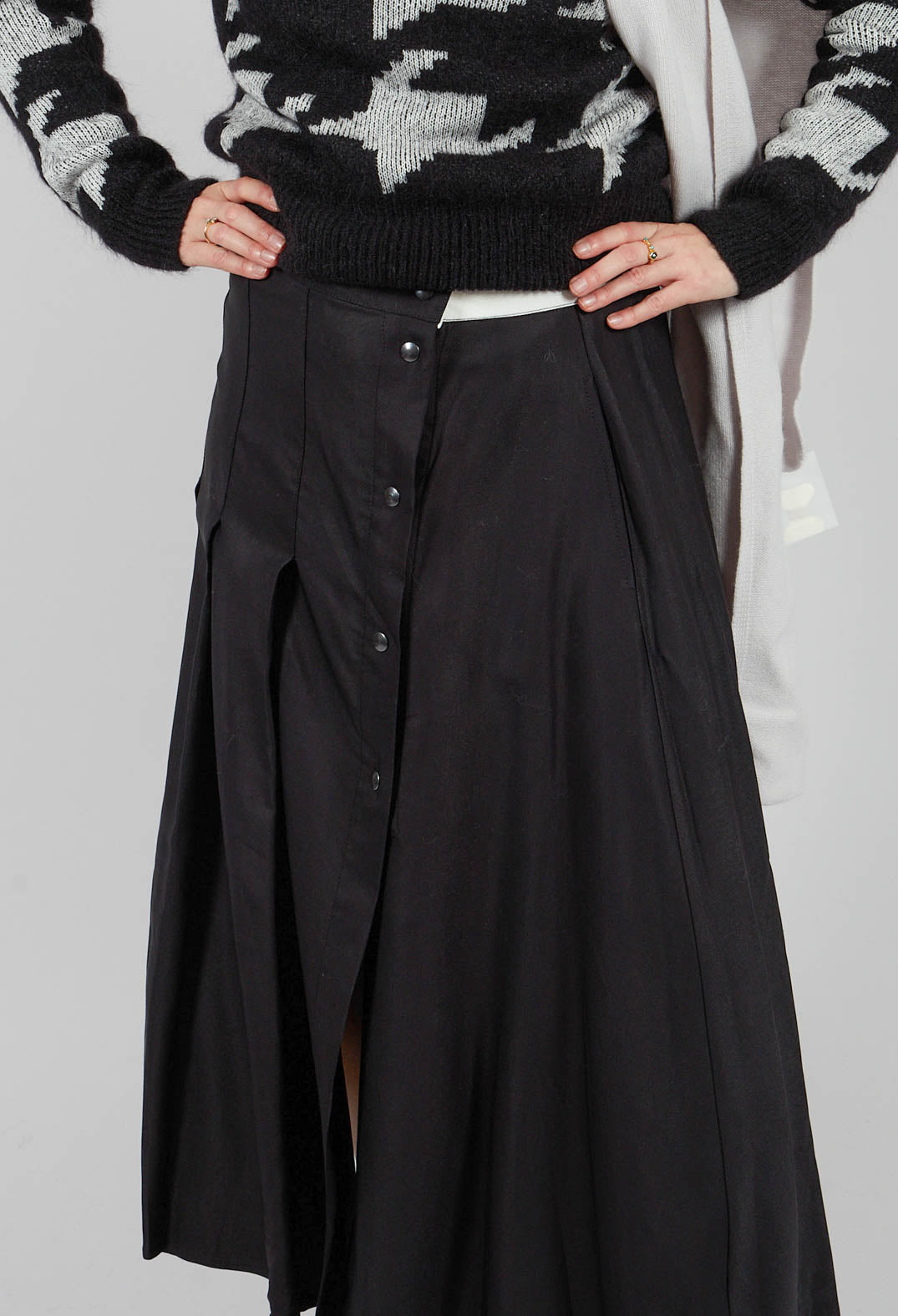 Long Pleated Skirt in Black