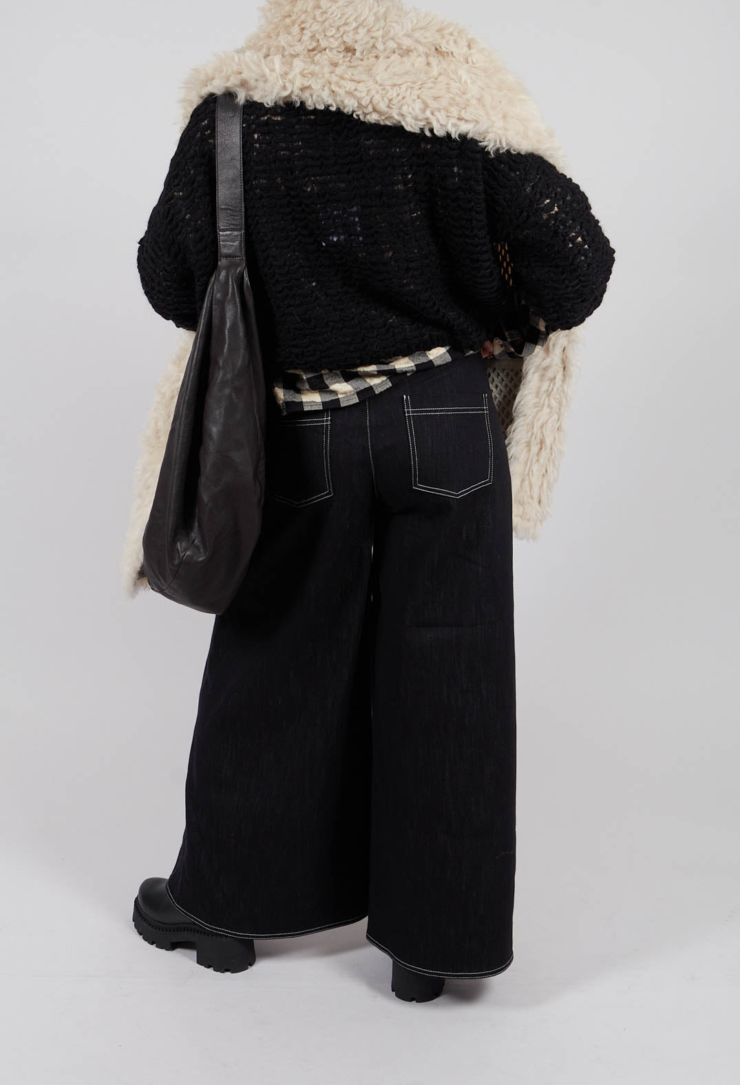 Wide Leg Denim Jeans in Navy