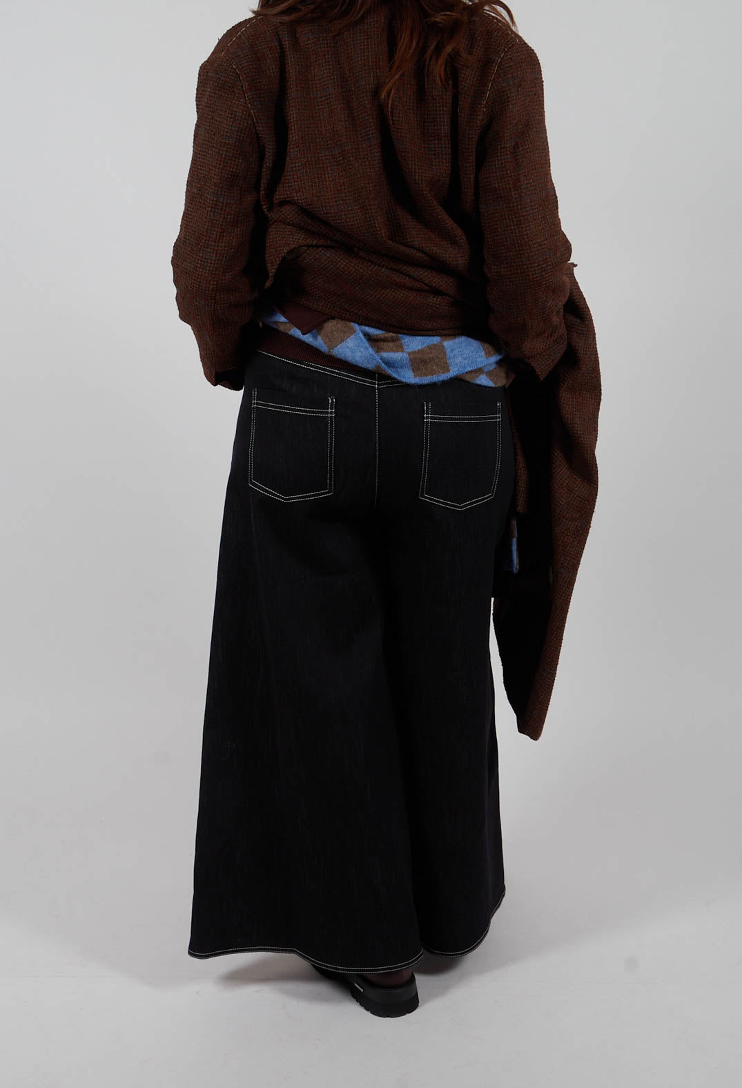 Wide Leg Denim Jeans in Navy