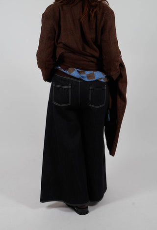 Wide Leg Denim Jeans in Navy