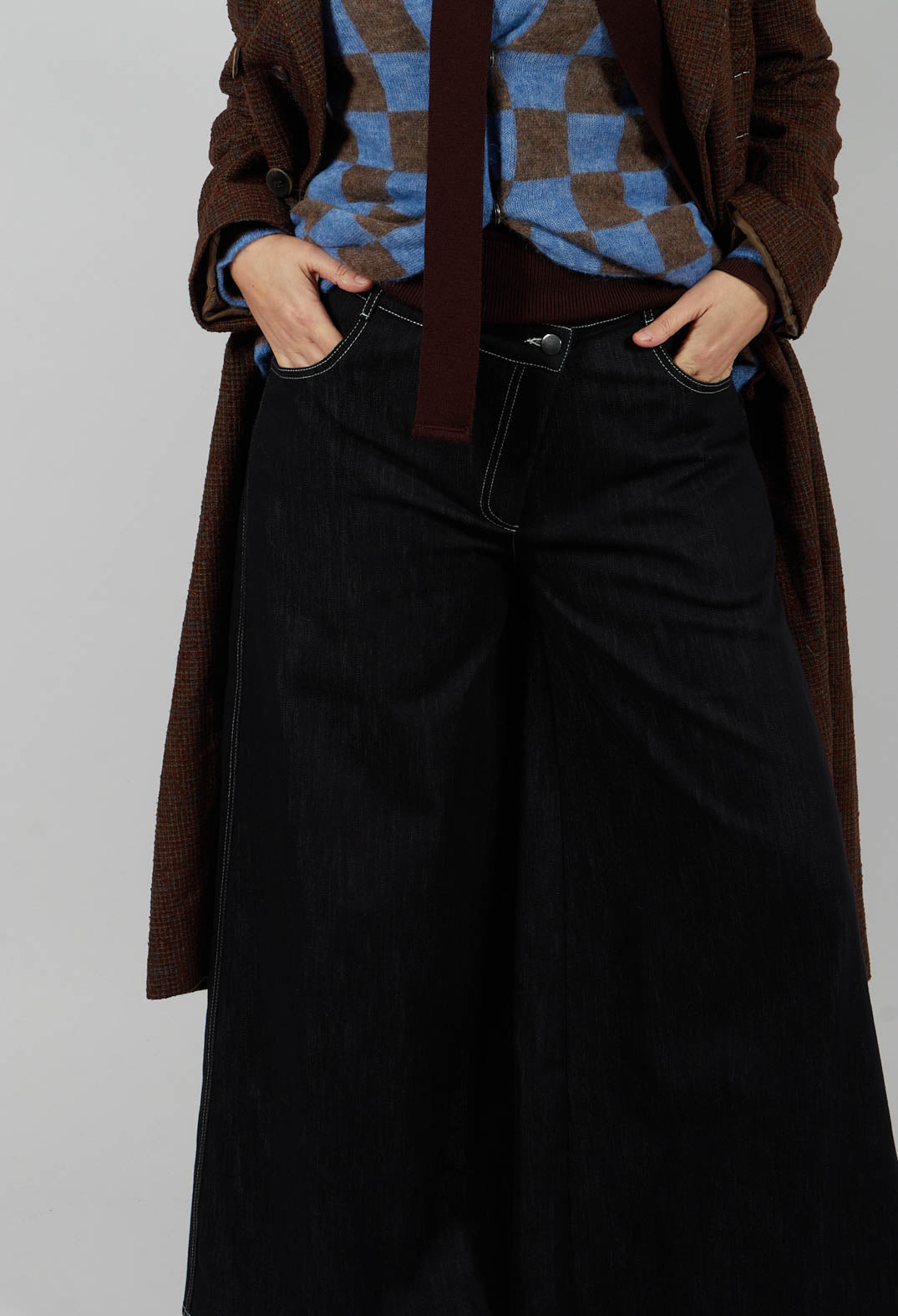 Wide Leg Denim Jeans in Navy