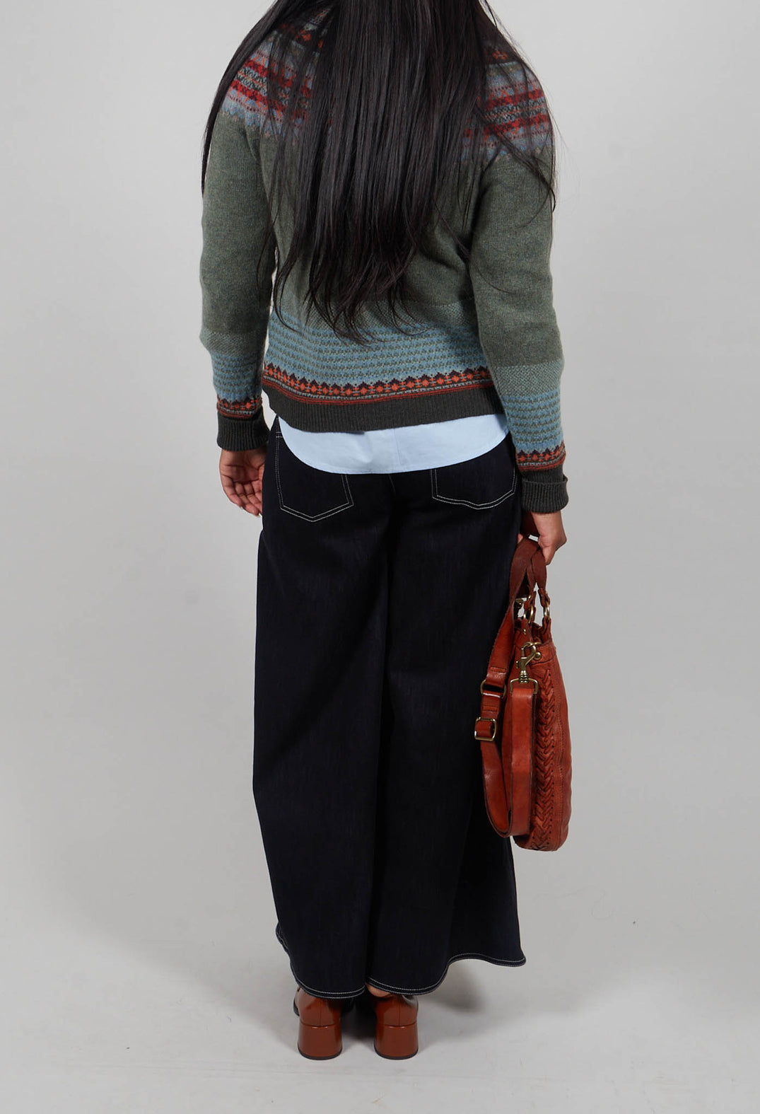 Wide Leg Denim Jeans in Navy