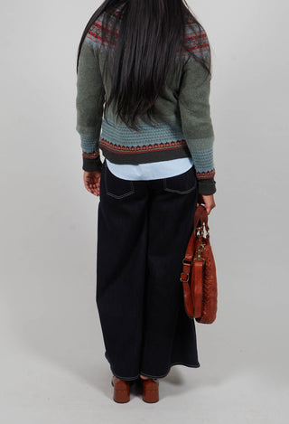 Wide Leg Denim Jeans in Navy