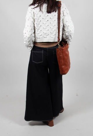 Wide Leg Denim Jeans in Navy