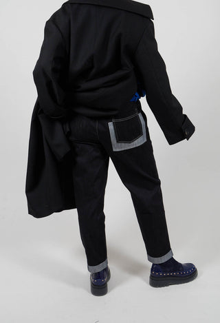 Contrast Stitch Denim Jeans in Navy