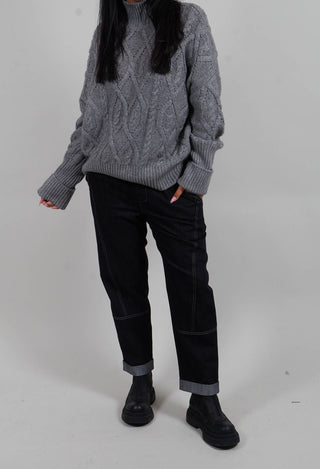Contrast Stitch Denim Jeans in Navy
