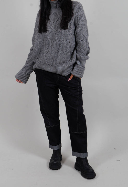 Contrast Stitch Denim Jeans in Navy