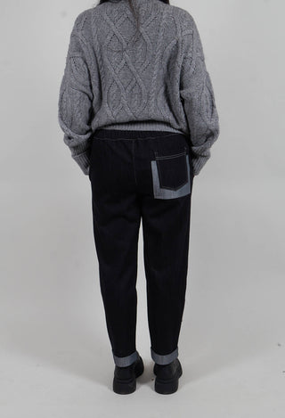 Contrast Stitch Denim Jeans in Navy