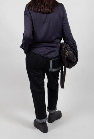 Contrast Stitch Denim Jeans in Navy