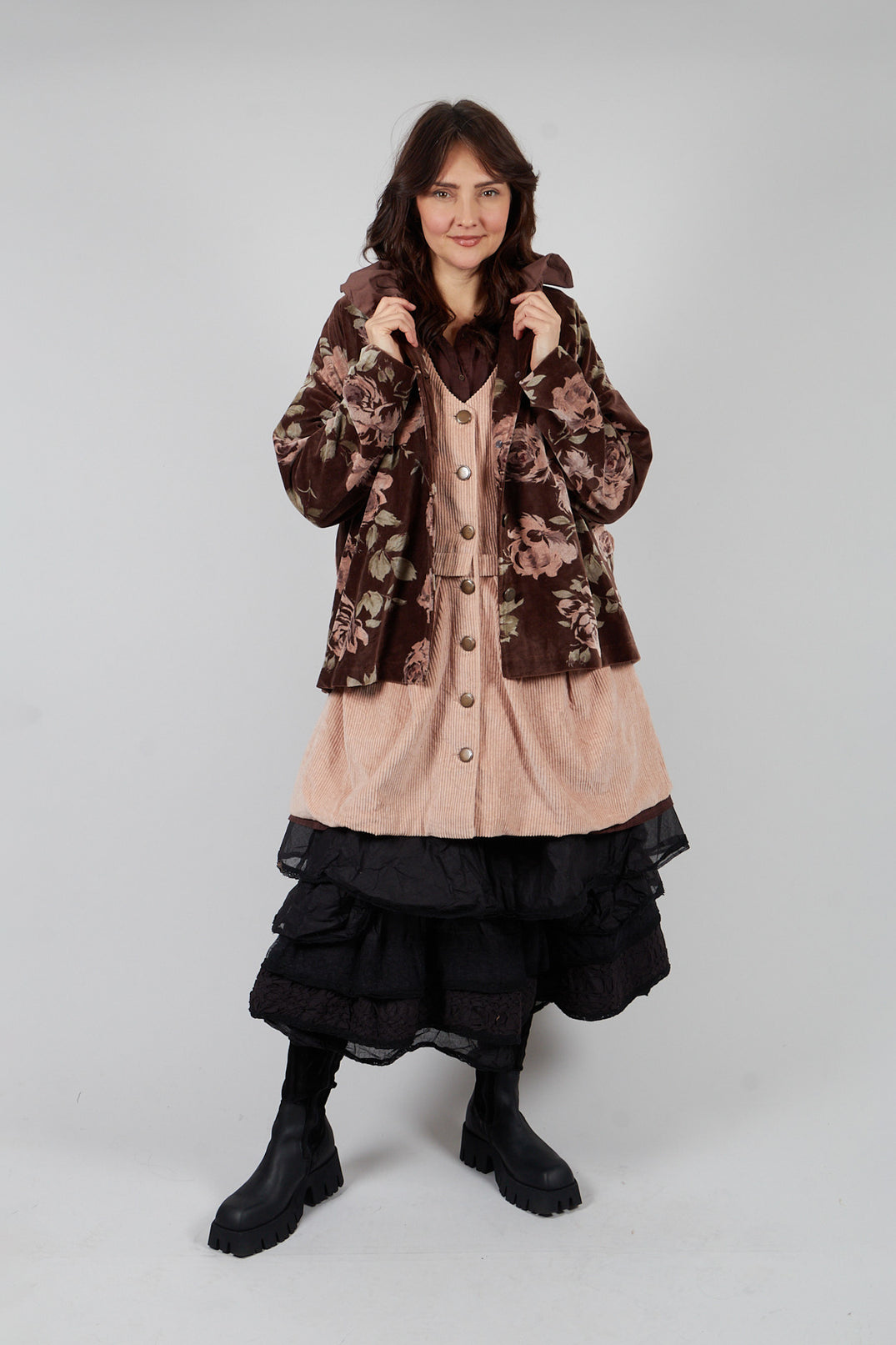 Jacket in Velour Fleur Chocolat