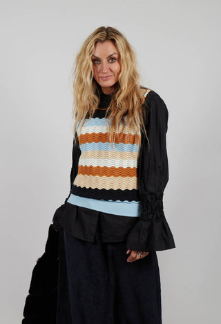 Caillou Knitted Vest in Noir Multi Stripe