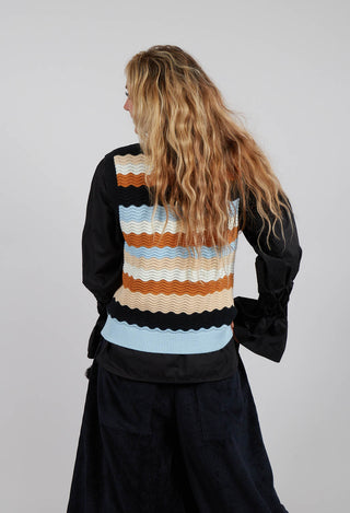 Caillou Knitted Vest in Noir Multi Stripe