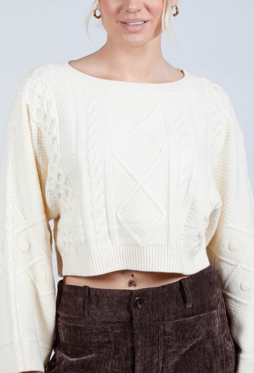 Carignan Cropped Jumper in Ecru