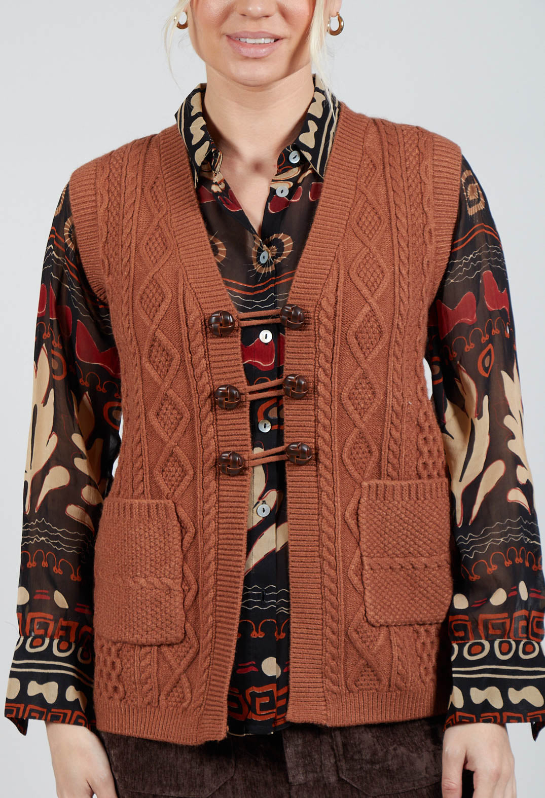 Darcy Knitted Waistcoat in Camel