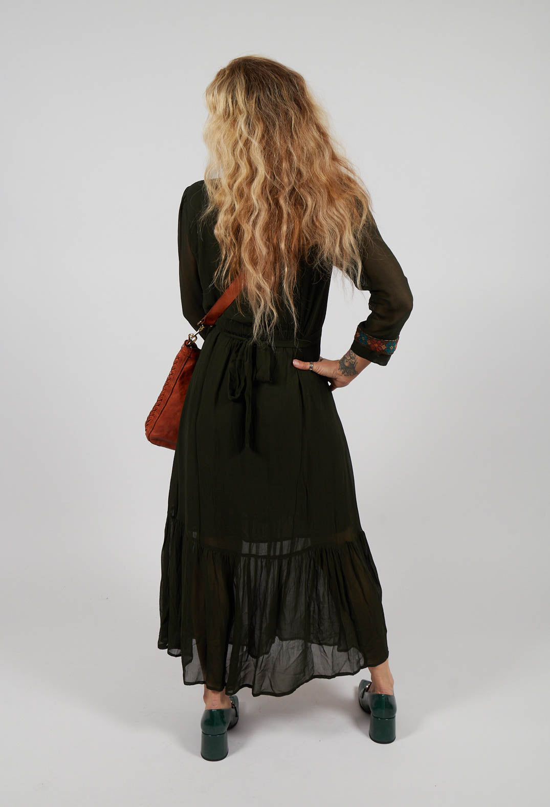 Veda Embroidered Dress Kaki