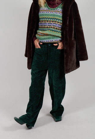 Velvet Pocket Detail Trousers in Vert