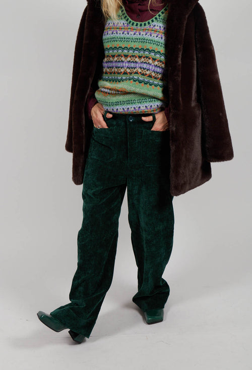 Velvet Pocket Detail Trousers in Vert