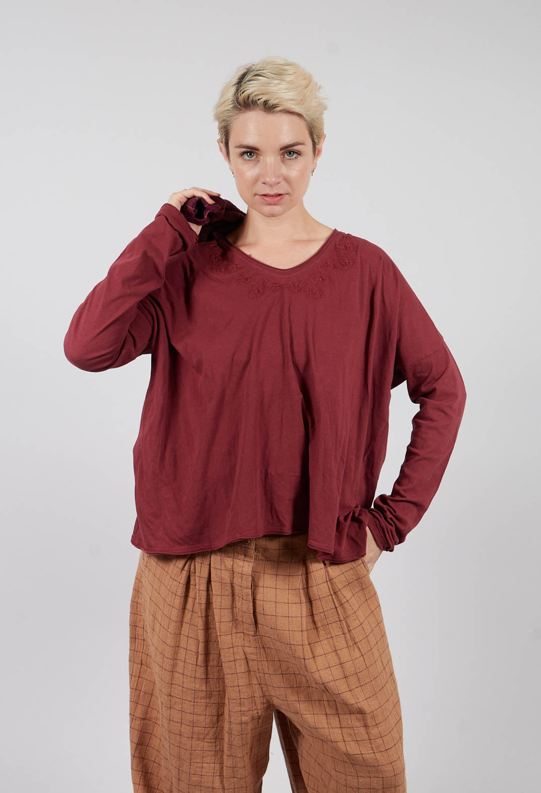 Ewa I Walla Gyrid Top in Burgundy | Olivia May