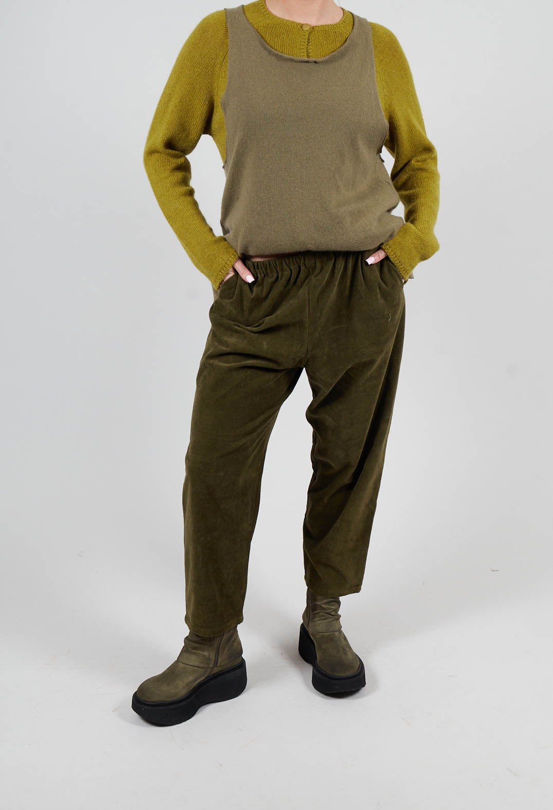 Corduroy Trousers in Military Green