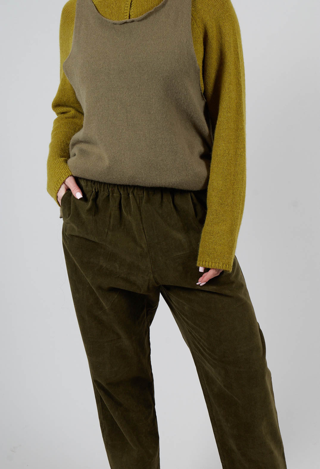 Corduroy Trousers in Military Green