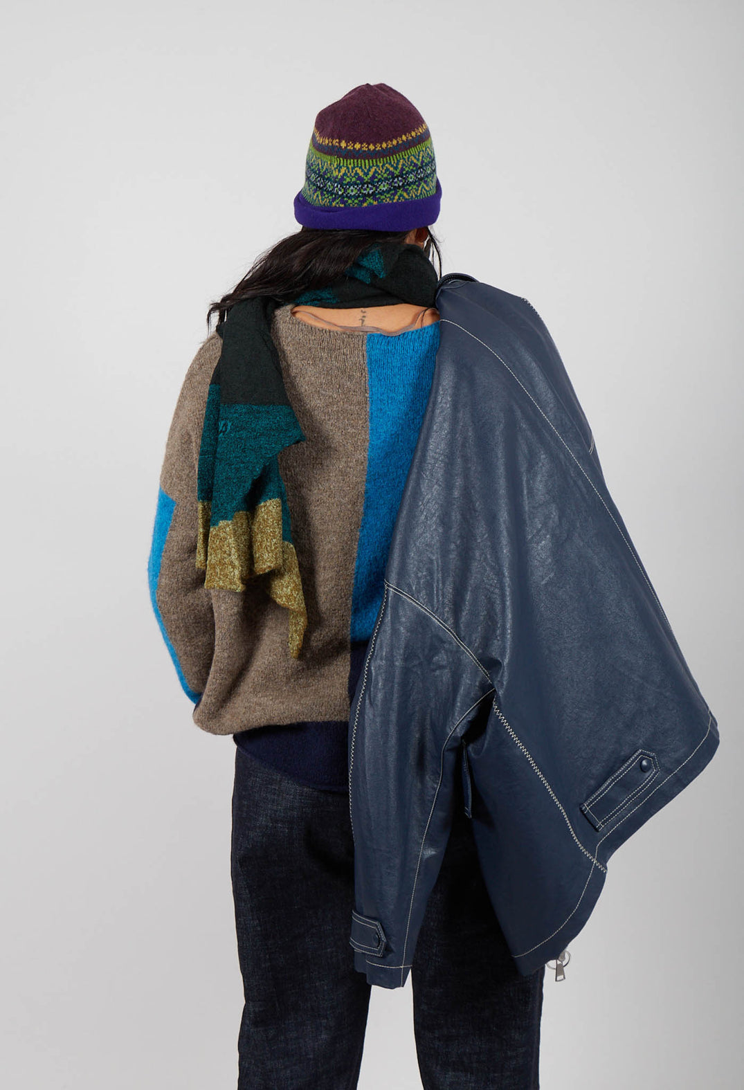 Block Colour Jumper in Crusca Sky and Blu