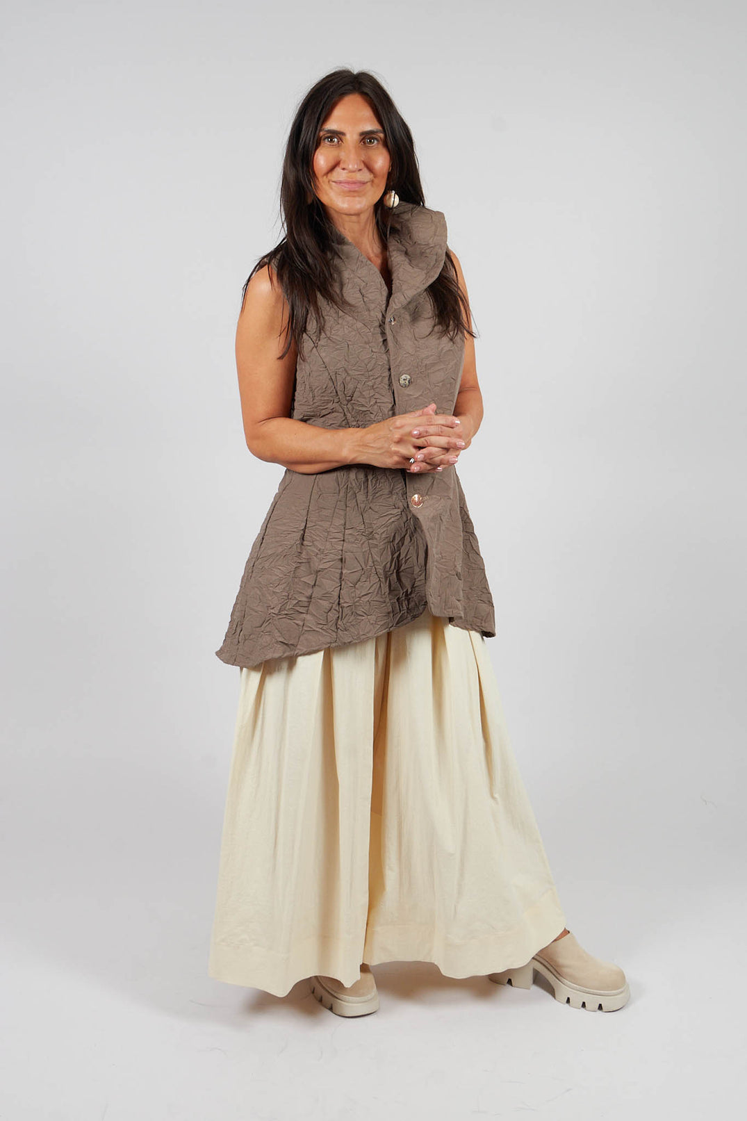 Pleat Front Trousers in Cream
