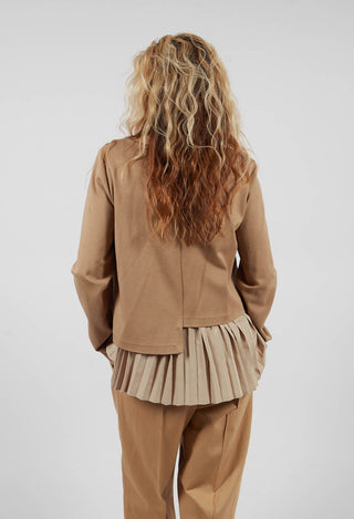 Pleated Top with Overlay in Caramel