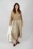 Pleated Dress with Overlay Top in Camel