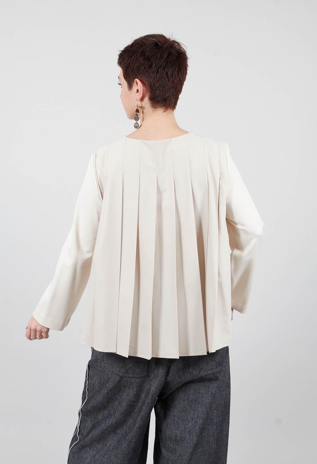Button Up Statement Jacket in Sandshell