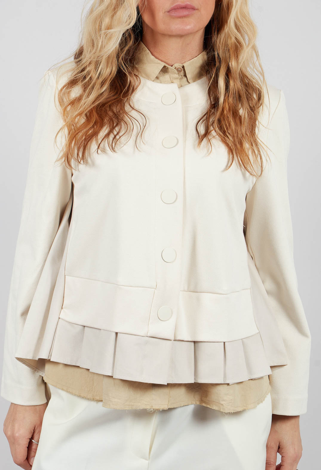 Button Up Statement Jacket in Sandshell