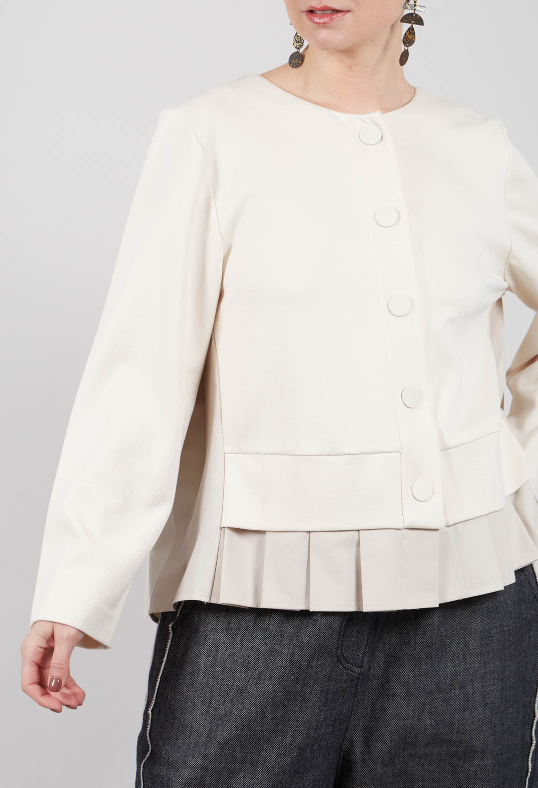 Button Up Statement Jacket in Sandshell