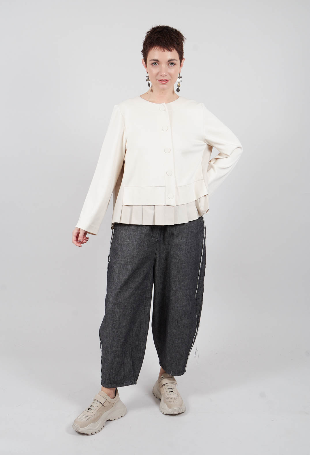 Button Up Statement Jacket in Sandshell