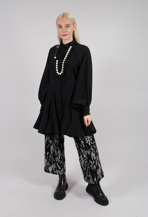 Balloon Sleeve Tunic Dress in Nero