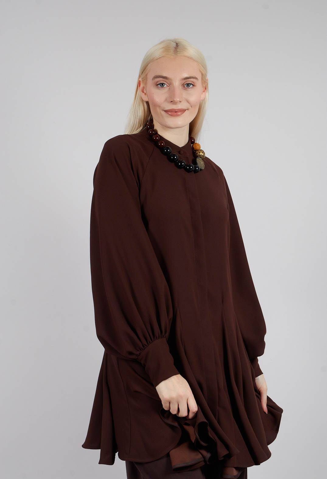 Balloon Sleeve Tunic Dress in Java