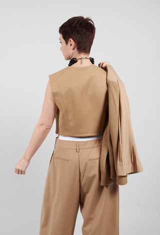 Cropped Waistcoat in Camel