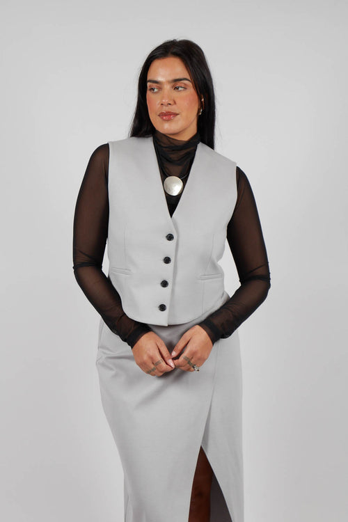 Cropped Waistcoat in Perla