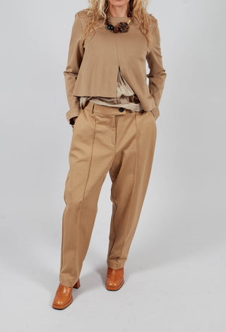 Tapered Jersey Trousers in Camel