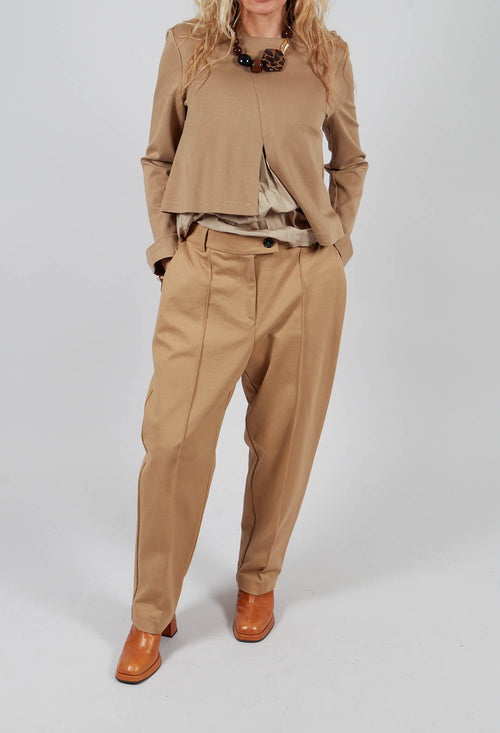 Tapered Jersey Trousers in Camel