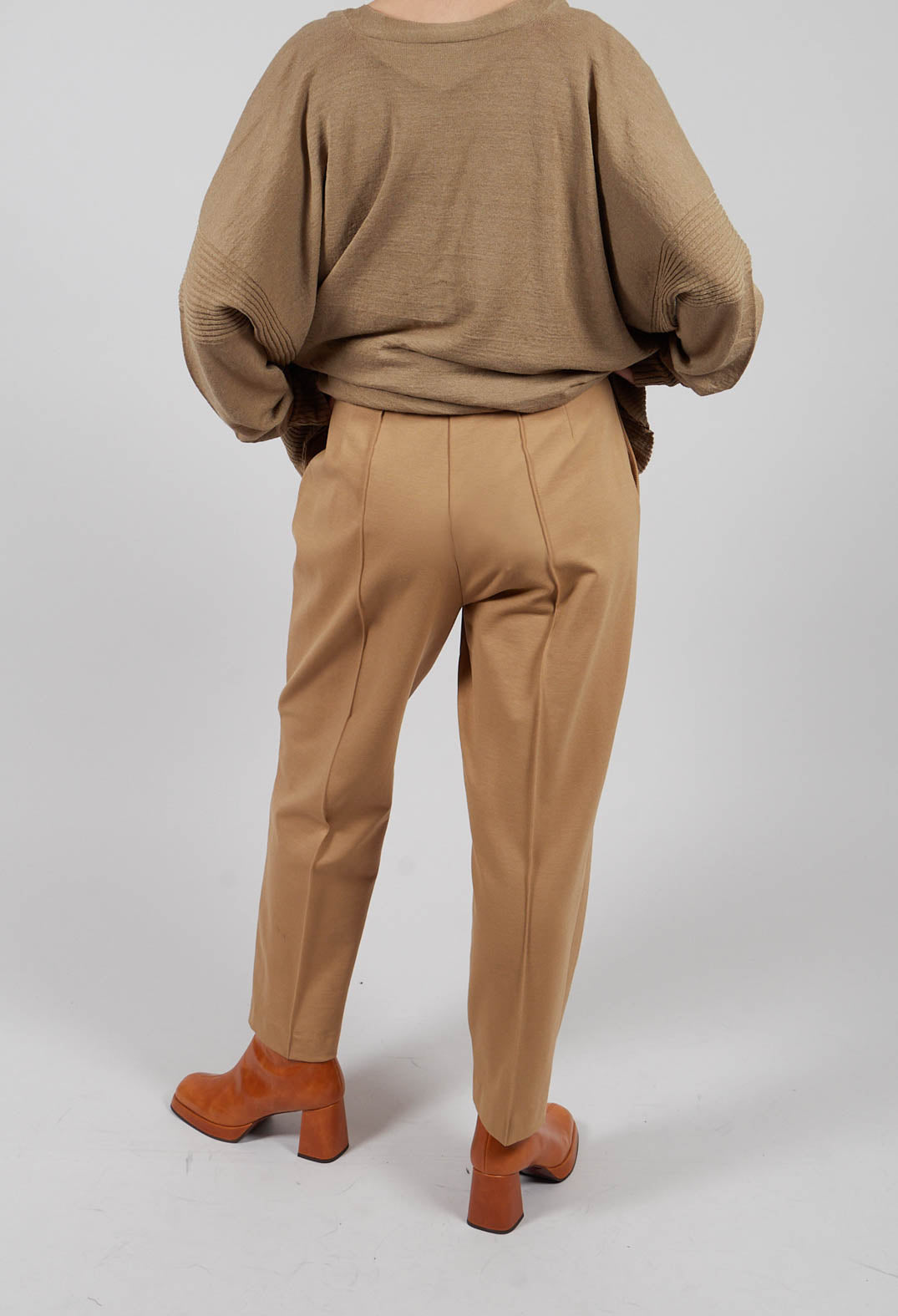 Tapered Jersey Trousers in Camel