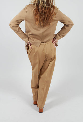 Tapered Jersey Trousers in Camel