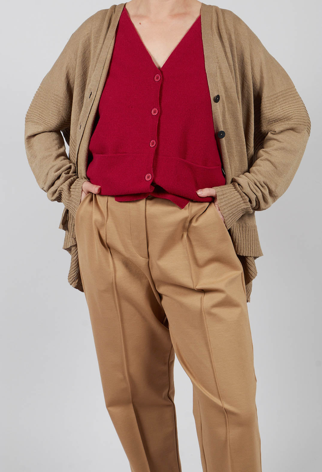 Tapered Jersey Trousers in Camel