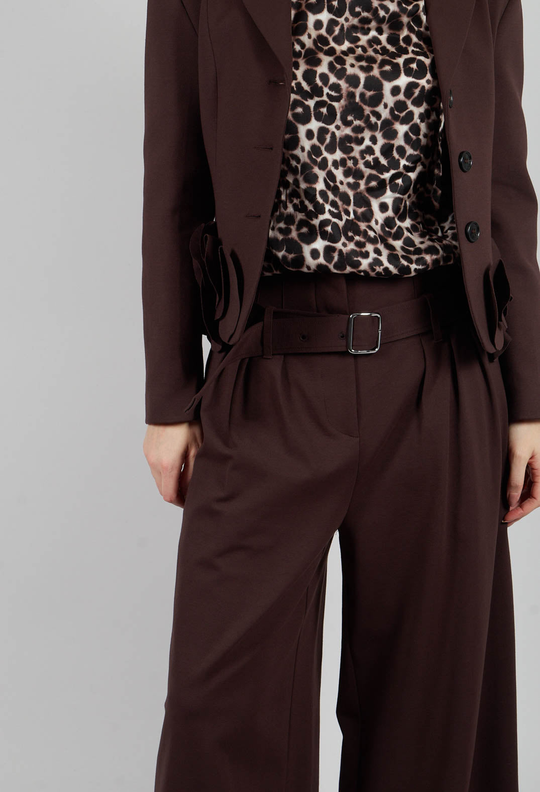 Jersey Wide Leg Trousers with Belt in Java