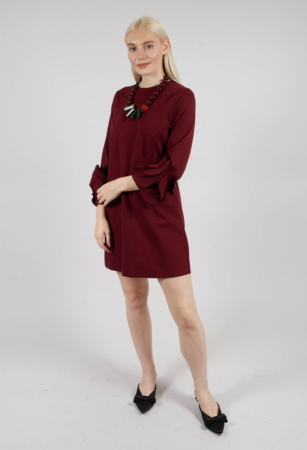 Tunic Dress with Embellished Sleeves in Rumba