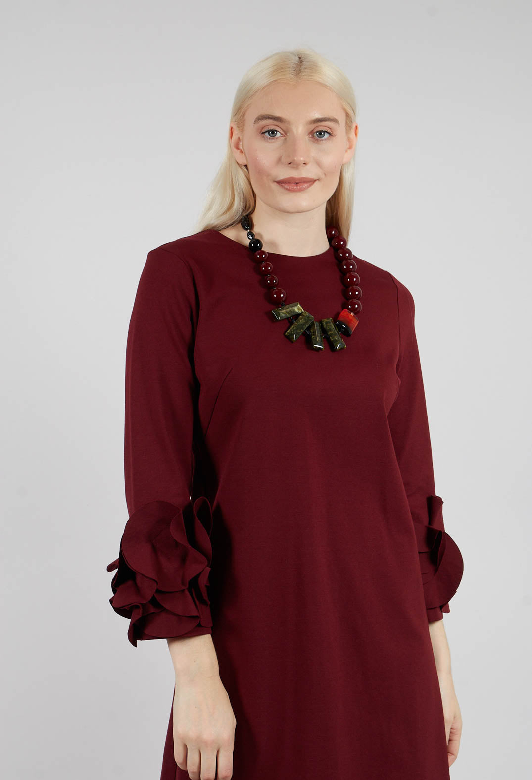 Tunic Dress with Embellished Sleeves in Rumba